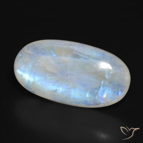 Piedra lunar arcoíris Blanco azulado natural de 22.34 ct, Ovalada, Translúcido