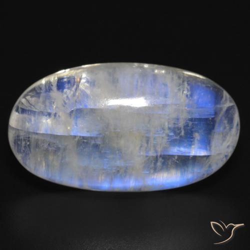 18.15ct Natural Blanco azulado Piedra lunar arcoíris, Ovalada, Translúcido