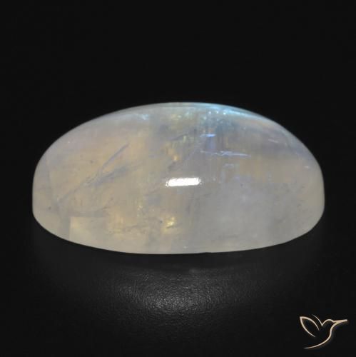 Piedra lunar arcoíris Blanco azulado natural de 12.55 ct, Ovalada, Translúcido