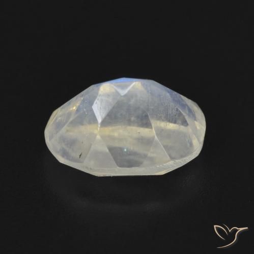 Piedra lunar arcoíris Blanco azulado natural de 1.92 ct, Ovalada, Transparente