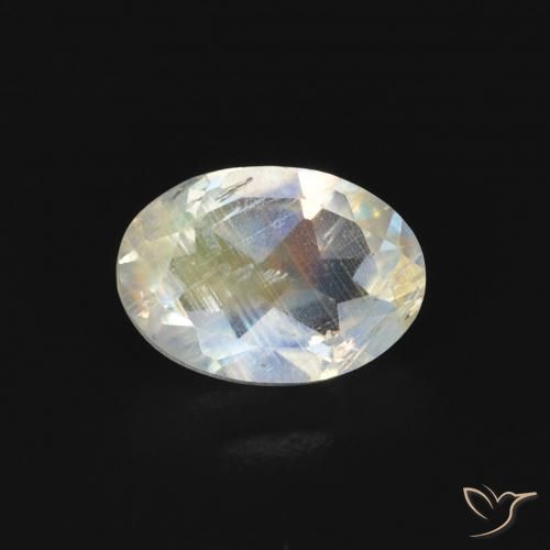 0.76ct Natural Blanco azulado Piedra lunar arcoíris, Ovalada, Transparente