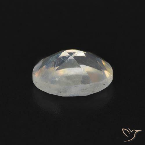 Piedra lunar arcoíris Blanco azulado natural de 0.76 ct, Ovalada, Transparente