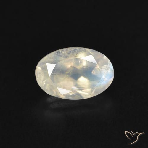 Piedra de luna arcoíris blanco natural de 0,54 ct, corte óvalo, transparente