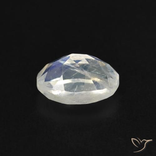 Piedra de luna arcoíris blanco natural de 0,54 ct, corte óvalo, transparente