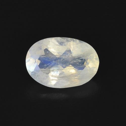 0.68ct Natural Blanco azulado Piedra lunar arcoíris, Ovalada, Transparente