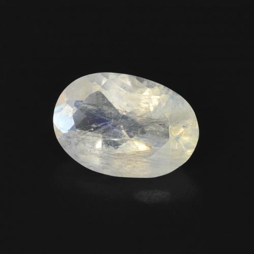 Piedra lunar arcoíris Blanco azulado natural de 0.68 ct, Ovalada, Transparente