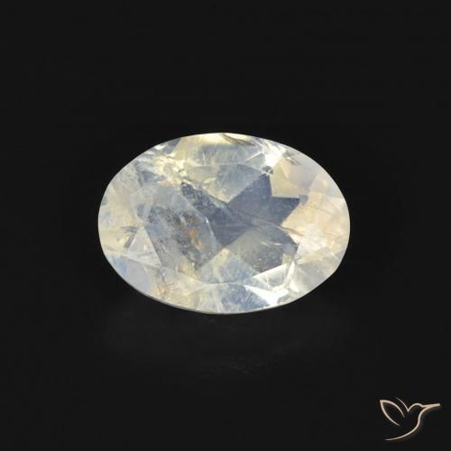 0.74ct Natural Blanco azulado Piedra lunar arcoíris, Ovalada, Transparente