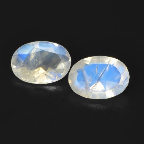1.11ctw Natural Blanco azulado Piedra lunar arcoíris, Ovalada, Transparente