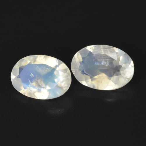 Gemas de Piedra lunar arcoíris Blanco azulado natural de 1.35 ct, Ovalada, Transparente