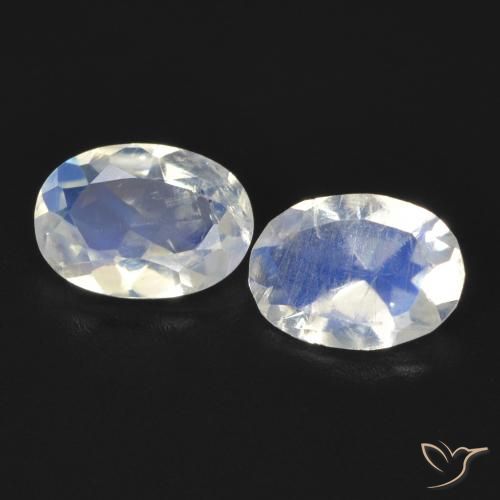 1.23ctw Natural Blanco azulado Piedra lunar arcoíris, Ovalada, Transparente