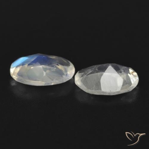 Gemas de Piedra lunar arcoíris Blanco azulado natural de 1.23 ct, Ovalada, Transparente