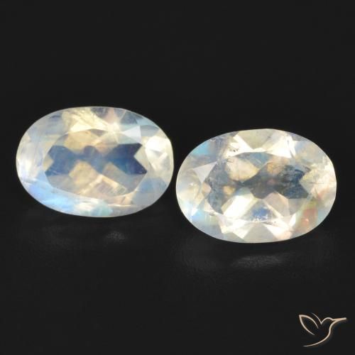 1.56ctw Natural Blanco azulado Piedra lunar arcoíris, Ovalada, Transparente
