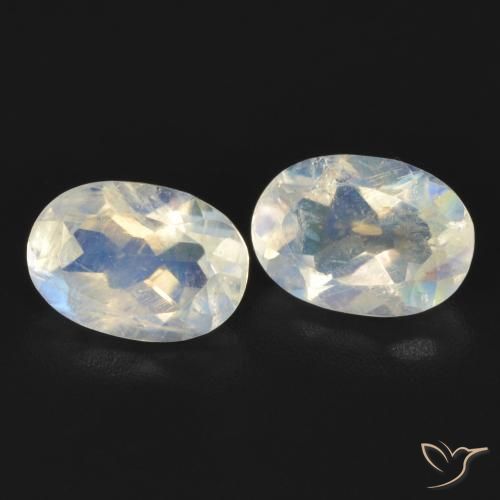 Gemas de Piedra lunar arcoíris Blanco azulado natural de 1.56 ct, Ovalada, Transparente