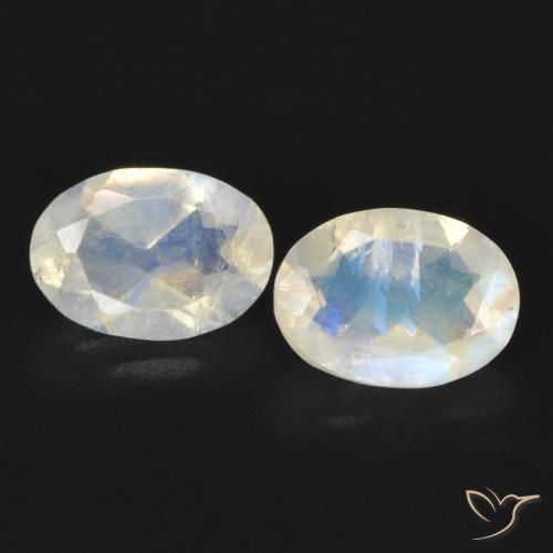 1.48ctw Natural Blanco azulado Piedra lunar arcoíris, Ovalada, Transparente