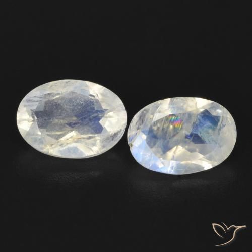 1.39ctw Natural Blanco azulado Piedra lunar arcoíris, Ovalada, Transparente