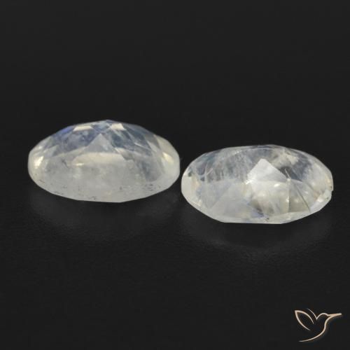Gemas de Piedra lunar arcoíris Blanco azulado natural de 1.39 ct, Ovalada, Transparente