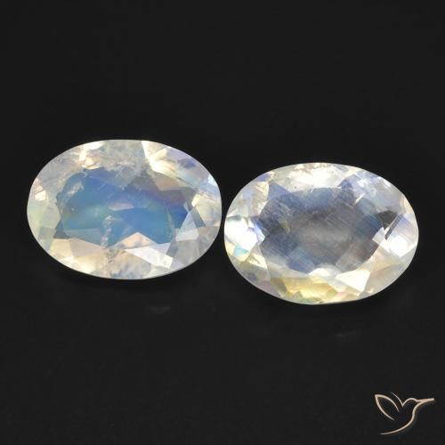 1.41ctw Natural Blanco azulado Piedra lunar arcoíris, Ovalada, Transparente