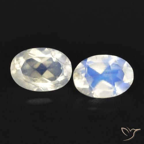 1.63ctw Natural Blanco azulado Piedra lunar arcoíris, Ovalada, Transparente