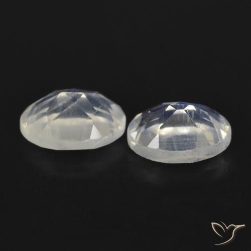 Gemas de Piedra lunar arcoíris Blanco azulado natural de 1.63 ct, Ovalada, Transparente