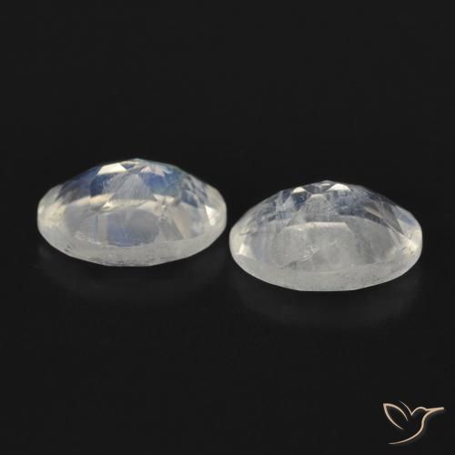 Gemas de Piedra lunar arcoíris Blanco azulado natural de 1.48 ct, Ovalada, Transparente
