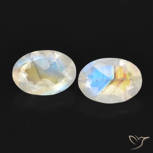 1.49ctw Natural Blanco azulado Piedra lunar arcoíris, Ovalada, Transparente