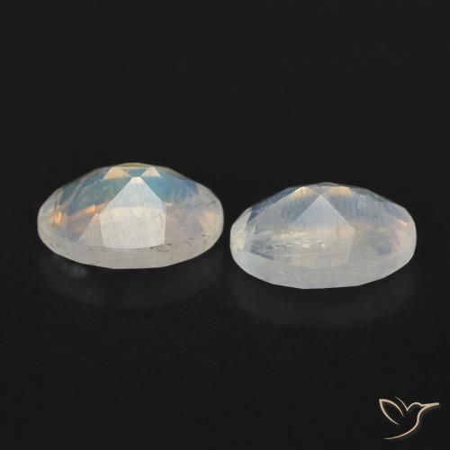 Gemas de Piedra lunar arcoíris Blanco azulado natural de 1.49 ct, Ovalada, Transparente
