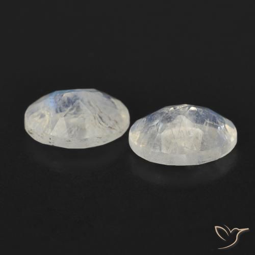 Gemas de Piedra lunar arcoíris Blanco azulado natural de 1.53 ct, Ovalada, Transparente