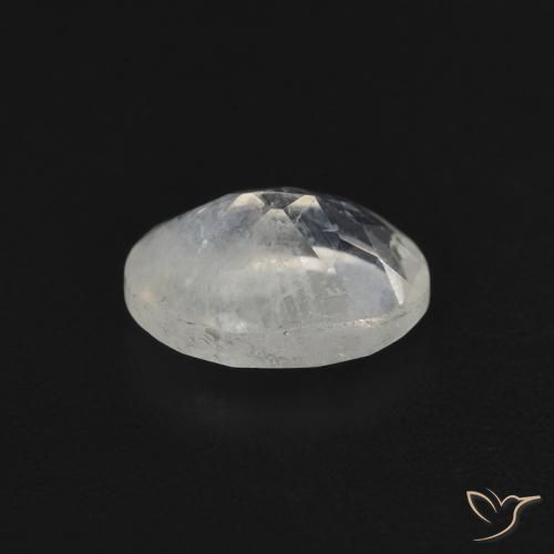 Piedra lunar arcoíris Blanco azulado natural de 0.77 ct, Ovalada, Transparente