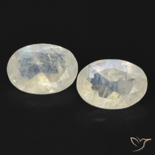 1.29ctw Natural Blanco azulado Piedra lunar arcoíris, Ovalada, Transparente
