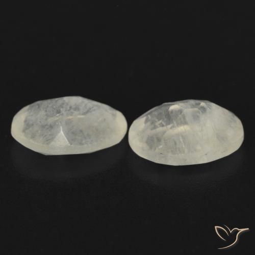 Gemas de Piedra lunar arcoíris Blanco azulado natural de 1.29 ct, Ovalada, Transparente