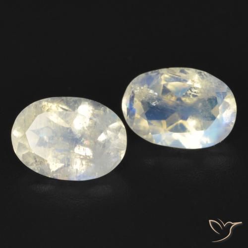 1.47ctw Natural Blanco azulado Piedra lunar arcoíris, Ovalada, Transparente