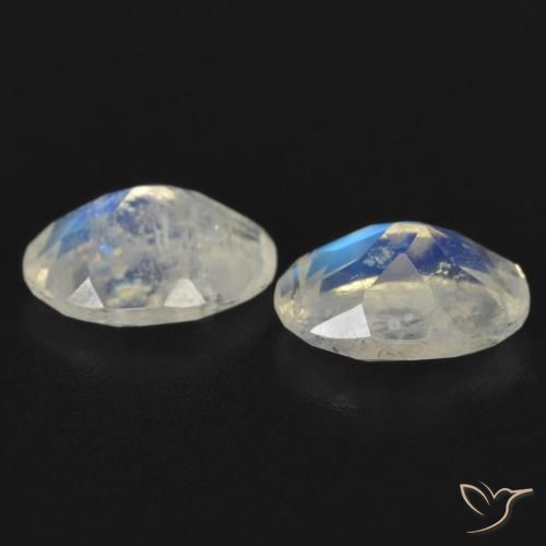 Gemas de Piedra lunar arcoíris Blanco azulado natural de 1.47 ct, Ovalada, Transparente