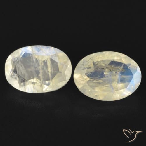 1.52ctw Natural Blanco azulado Piedra lunar arcoíris, Ovalada, Transparente