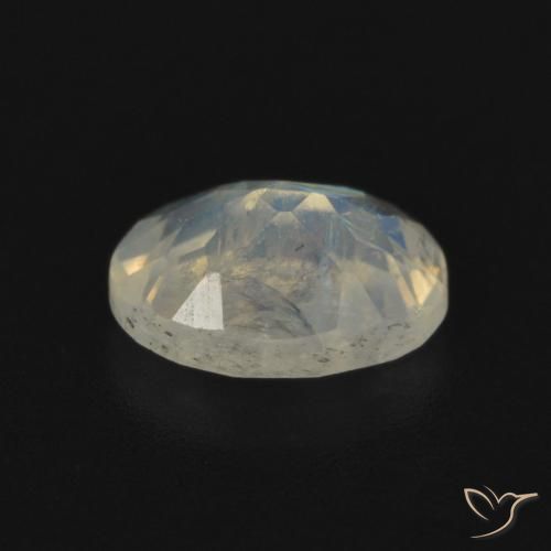 Piedra lunar arcoíris Blanco azulado natural de 0.85 ct, Ovalada, Transparente