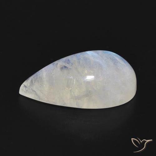 Piedra lunar arcoíris Blanco azulado natural de 9.43 ct, En forma de pera, Translúcido