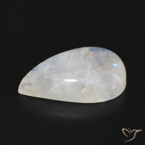 Piedra lunar arcoíris Blanco azulado natural de 7.16 ct, En forma de pera, Translúcido