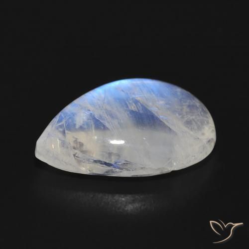 Piedra lunar arcoíris Blanco azulado natural de 7.54 ct, En forma de pera, Translúcido