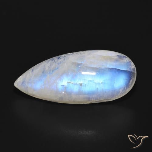 15.24ct Natural Blanco azulado Piedra lunar arcoíris, En forma de pera, Translúcido