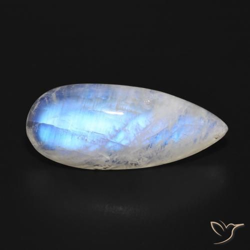 Piedra lunar arcoíris Blanco azulado natural de 15.24 ct, En forma de pera, Translúcido