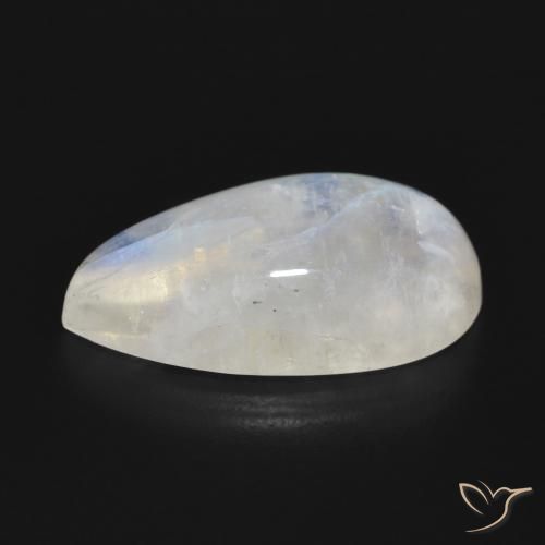 Piedra lunar arcoíris Blanco azulado natural de 11.38 ct, En forma de pera, Translúcido