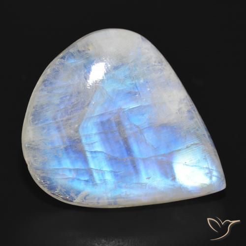 28.06ct Natural Blanco azulado Piedra lunar arcoíris, En forma de pera, Translúcido