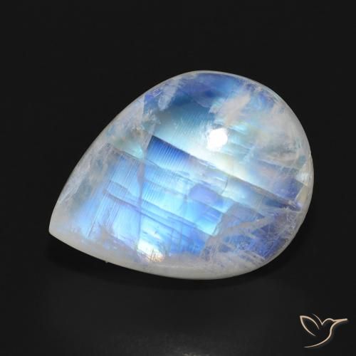 13.00ct Natural Blanco azulado Piedra lunar arcoíris, En forma de pera, Translúcido