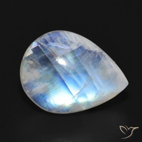 Piedra lunar arcoíris Blanco azulado natural de 13.00 ct, En forma de pera, Translúcido