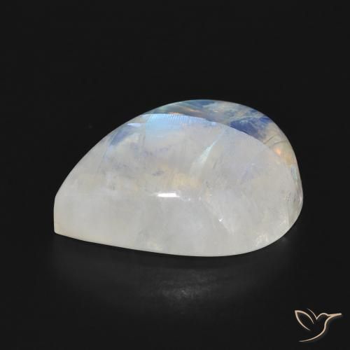 Piedra lunar arcoíris Blanco azulado natural de 13.00 ct, En forma de pera, Translúcido