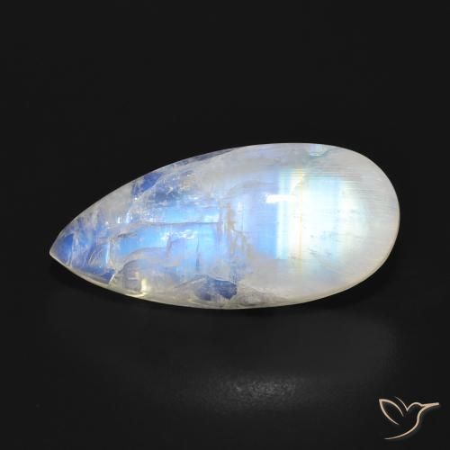 14.80ct Natural Blanco azulado Piedra lunar arcoíris, En forma de pera, Translúcido