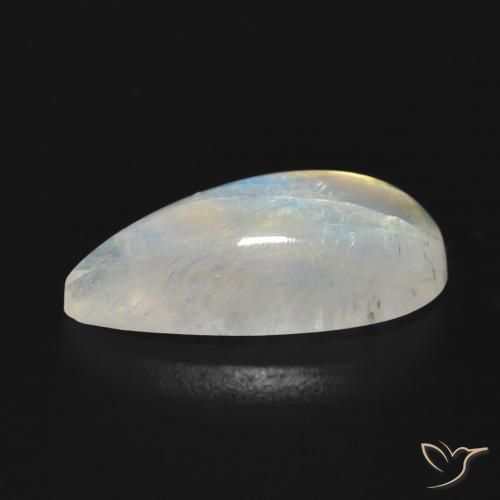 Piedra lunar arcoíris Blanco azulado natural de 7.08 ct, En forma de pera, Translúcido