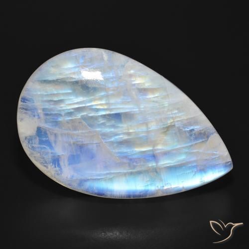 47.73ct Natural Blanco azulado Piedra lunar arcoíris, En forma de pera, Translúcido