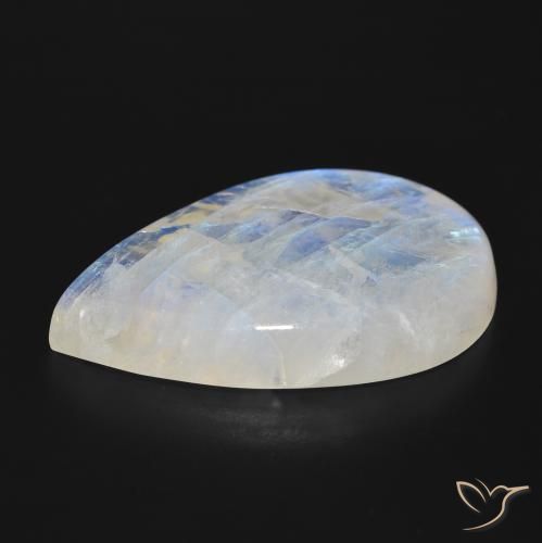 Piedra lunar arcoíris Blanco azulado natural de 47.73 ct, En forma de pera, Translúcido