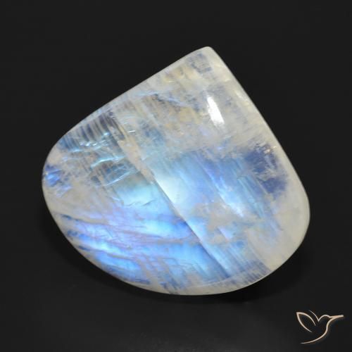 Piedra lunar arcoíris Blanco azulado natural de 16.70 ct, En forma de pera, Translúcido