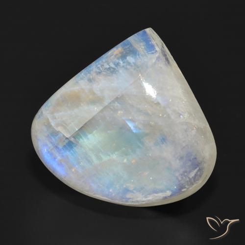 Piedra lunar arcoíris Blanco azulado natural de 26.26 ct, En forma de pera, Translúcido